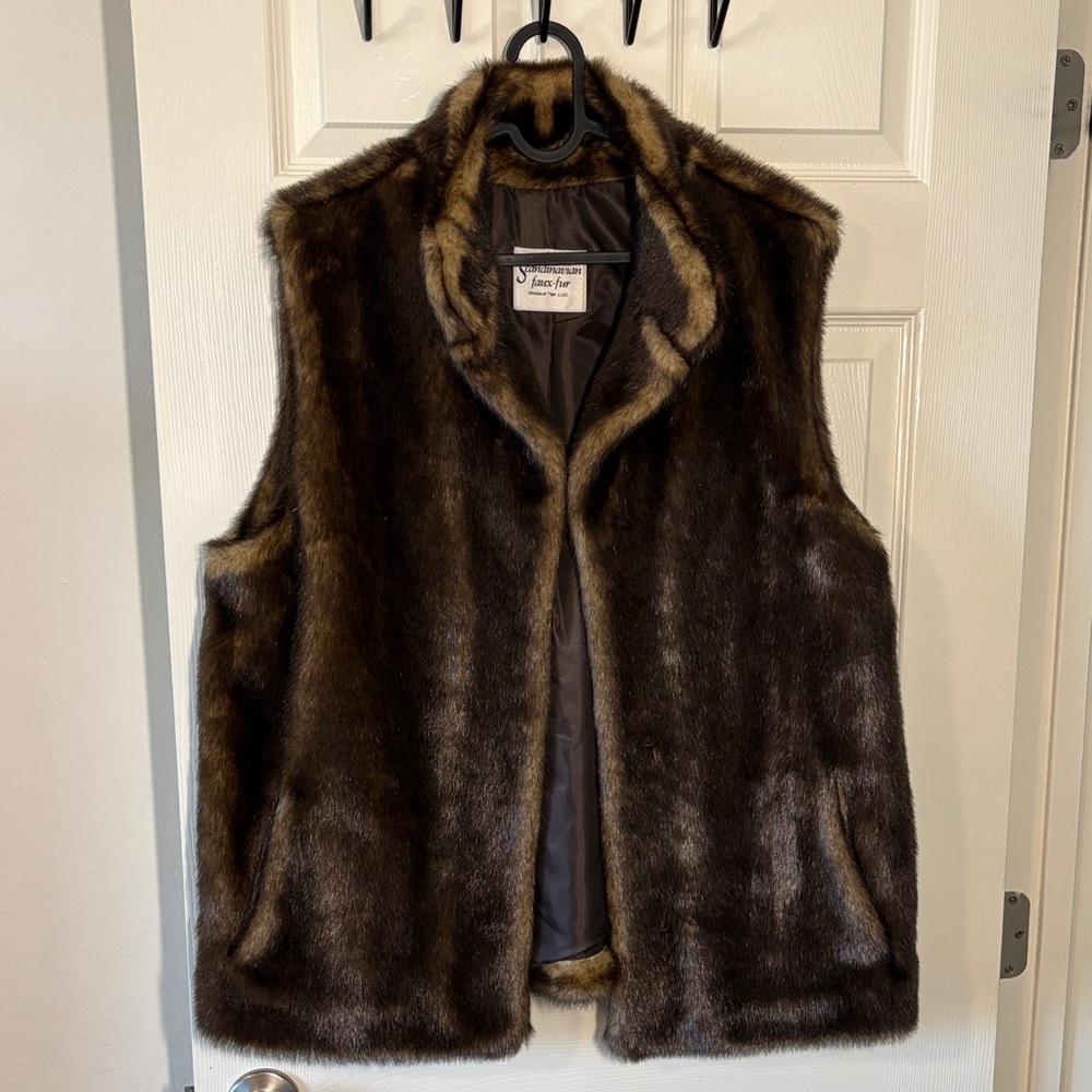 Luxurious Dark Brown Faux Fur Vest